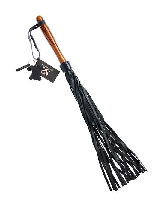 Bound X Calf Leather Flogger With Wooden Handle