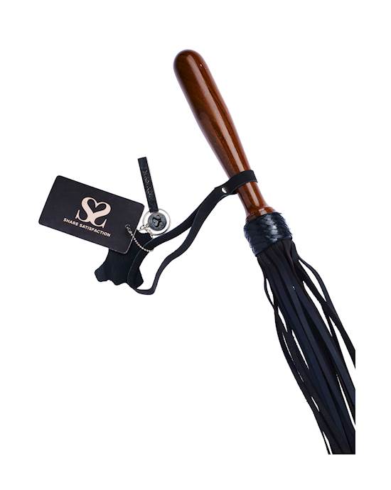 Bound X Nubuck Leather Flogger With Dark Wooden Handle