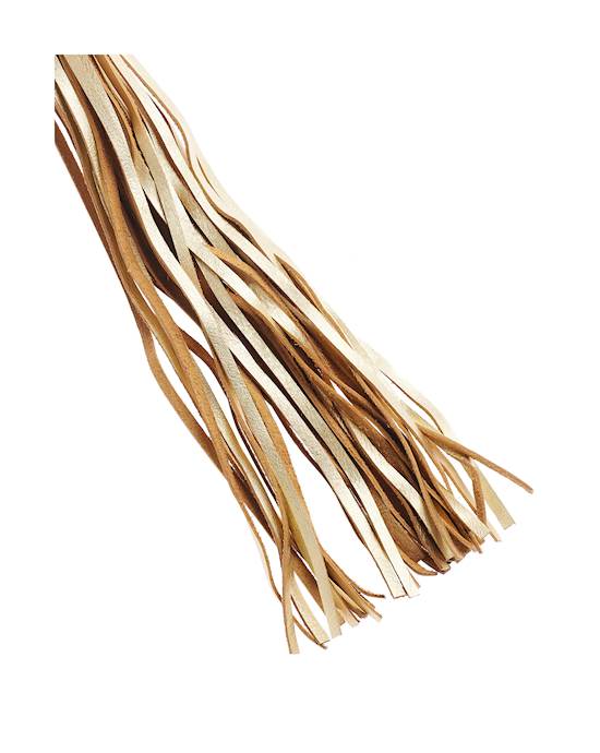 Bound X Gold Leather Flogger With Diamond Pattern Handle