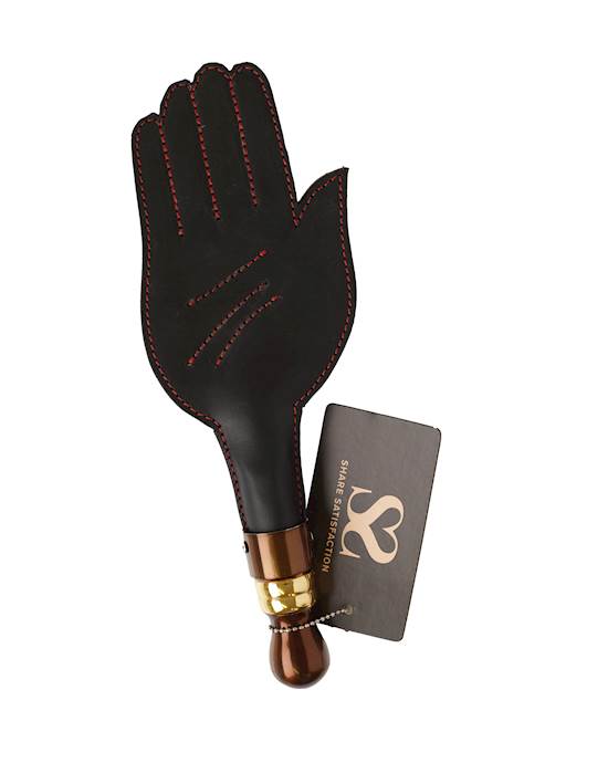 Bound X Leather Hand Paddle with Bronze Metal Handle