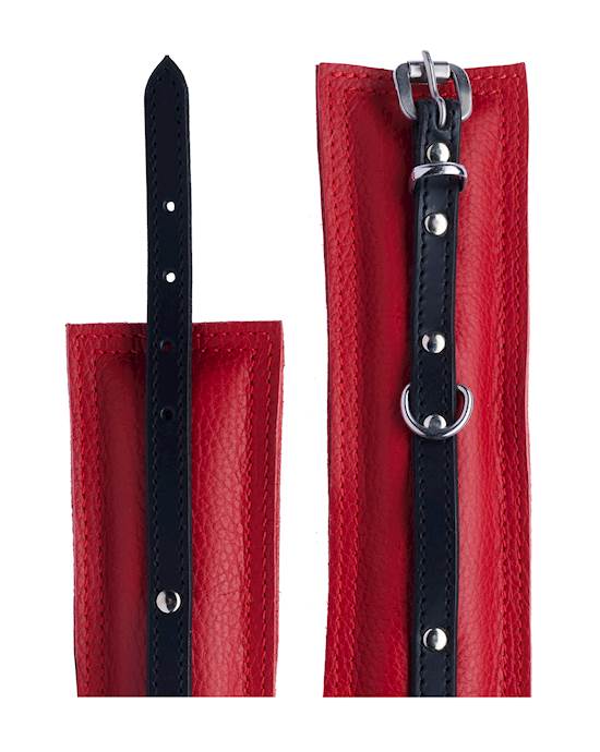 Bound X Padded Leather Ankle Cuffs With Thin Strap