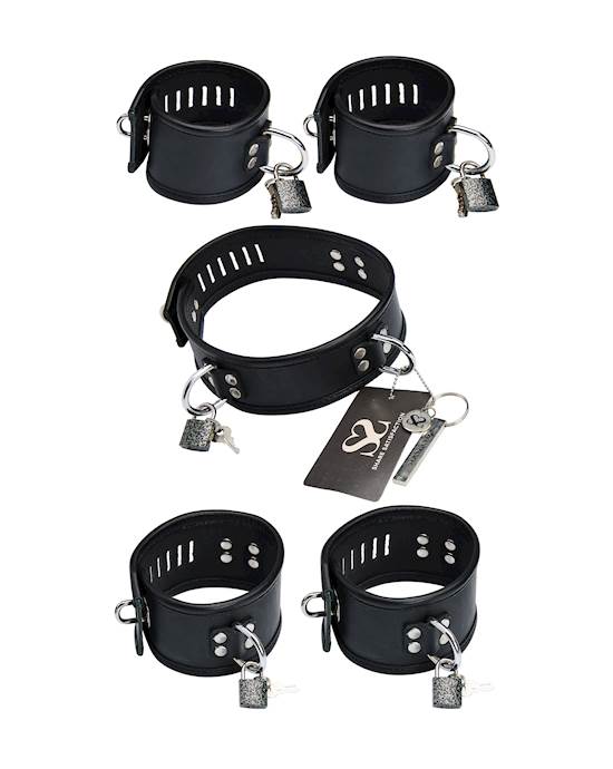 Bound X Asylum Leather Cuffs And Collar Set