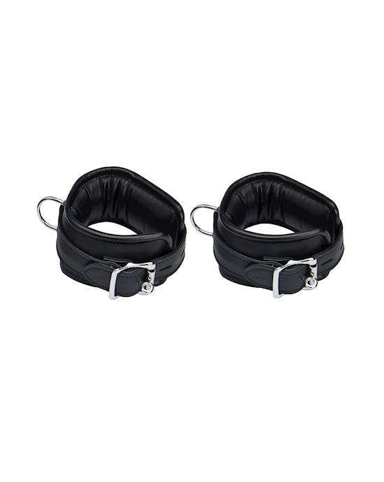 Bound X Padded Cuffs And Collar Set With Silver Hardware
