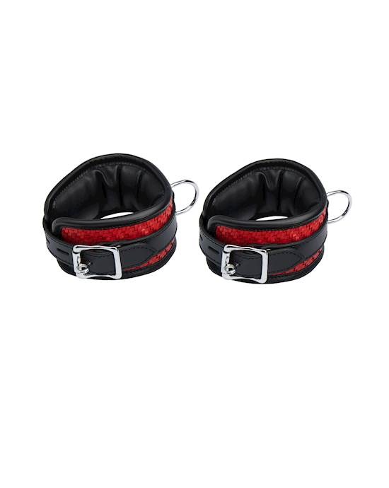 Bound X Padded Woven Leather Cuffs And Collar Set