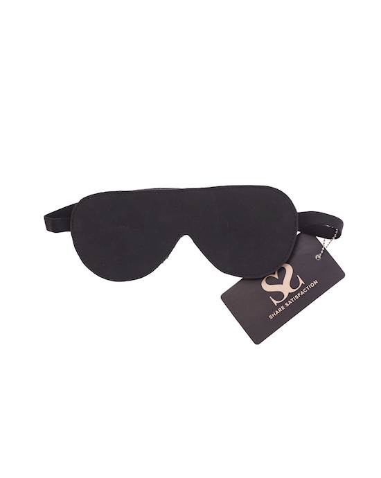 Bound X Leather Blindfold with Faux Fur Backing