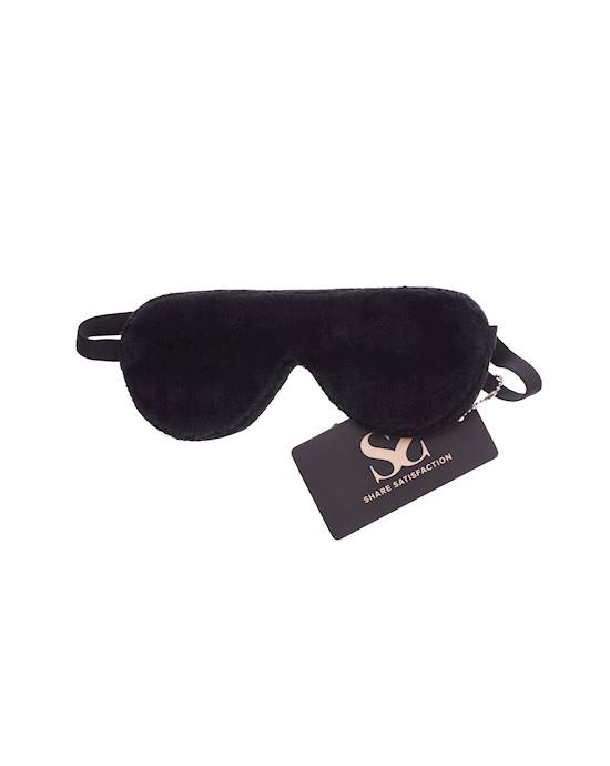 Bound X Leather Blindfold With Faux Fur Backing