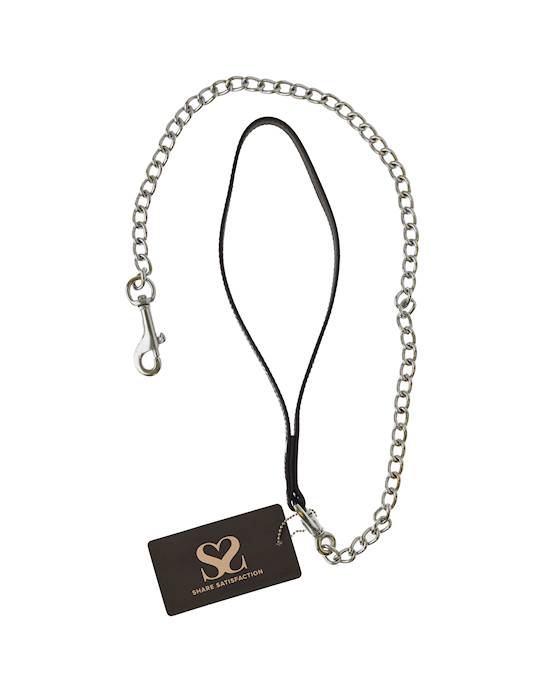 Bound X Chain Leash with Heavy Leather Handle