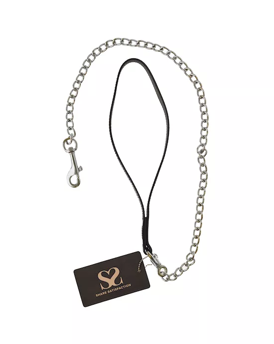 Bound X Chain Leash with Heavy Leather Handle