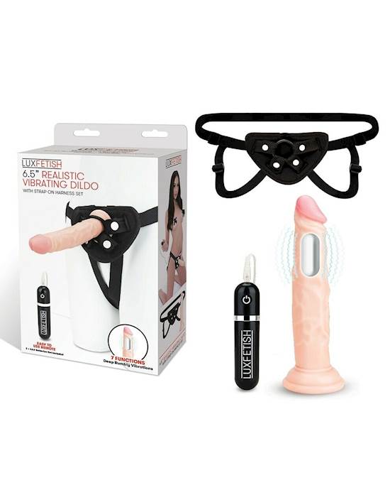 65 Realistic Vibrating Dildo and Strap On Harness Set