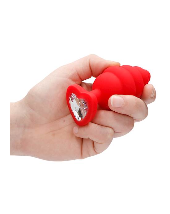 Extra Large Ribbed Diamond Heart Plug