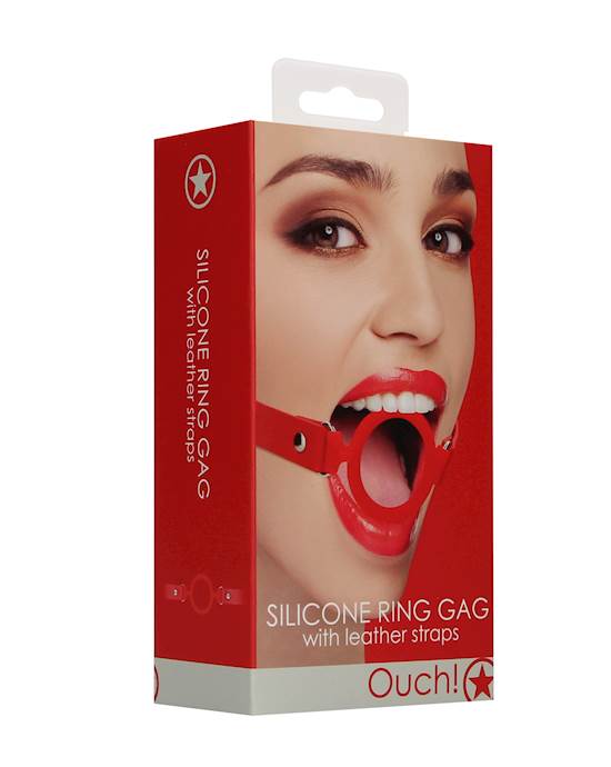 Silicone Ring Gag - With Leather Straps 
