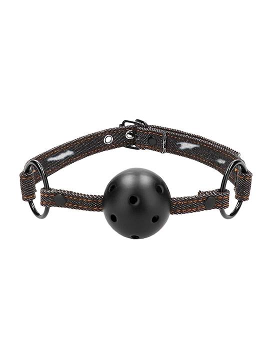 Breathable Ball Gag - With Roughened Denim Straps 