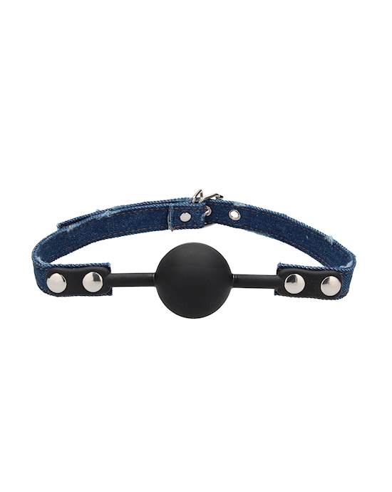 Silicone Ball Gag  With Roughened Denim Straps