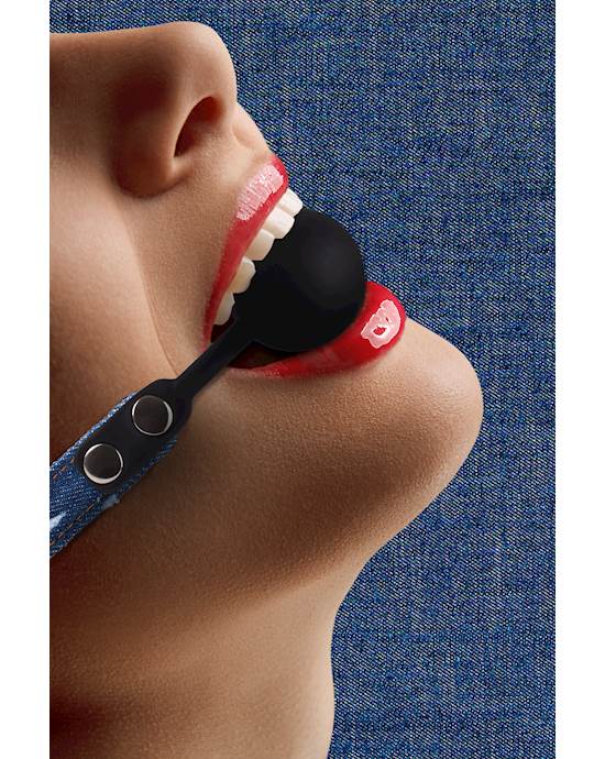 Silicone Ball Gag - With Roughened Denim Straps 