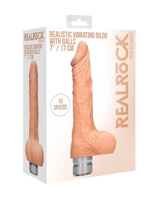 Realistic Vibrating Dildo With Balls - 7 Inch