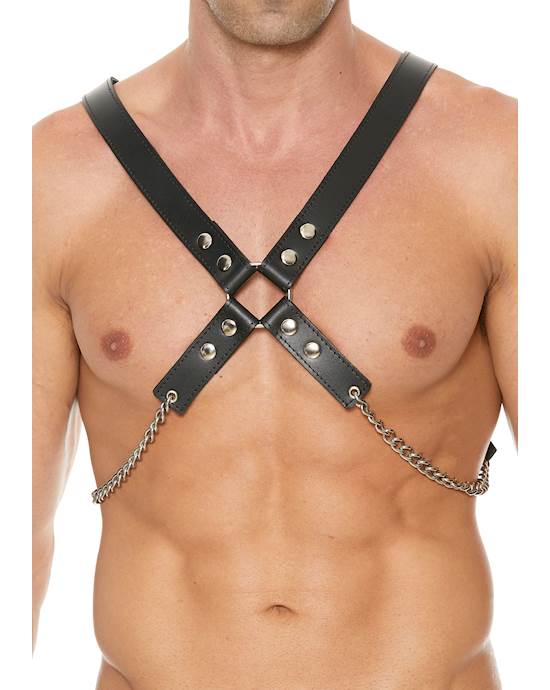 Mens Leather And Chain Harness