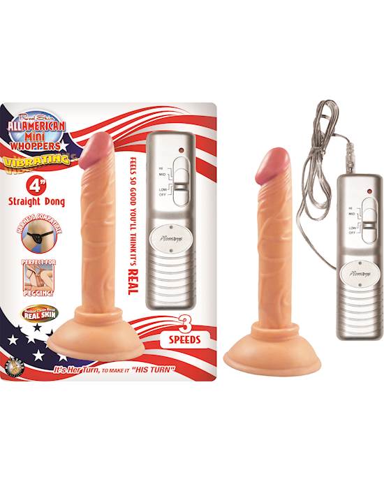 Nass Toys All American Whoppers Vibrating Straight Dildo with Balls  4 Inch