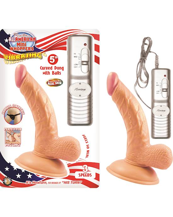 Nass Toys All American Mini Whoppers Vibrating Curved Dong - 5 Inch