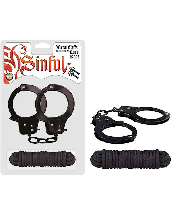 Sinful Metal Cuffs  Love Rope