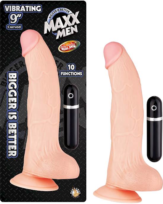 Maxx Men Vibrating Curved Dong - 9 Inch