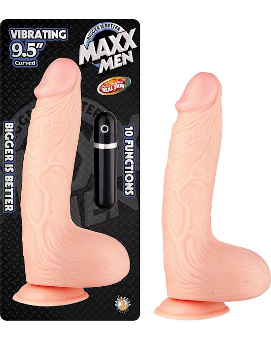 Maxx Men Vibrating Curved Dong - 9.5 Inch