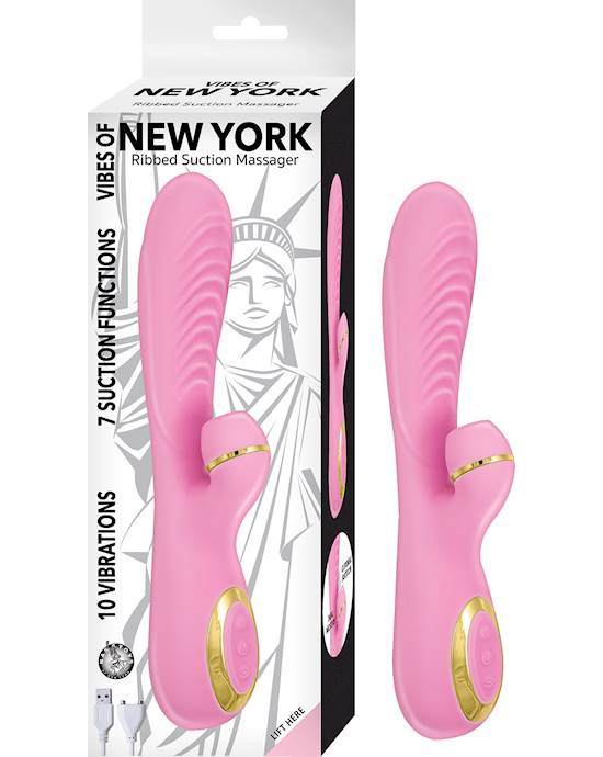 Vibes Of New York Ribbed Suction Massager - 9.2 Inch