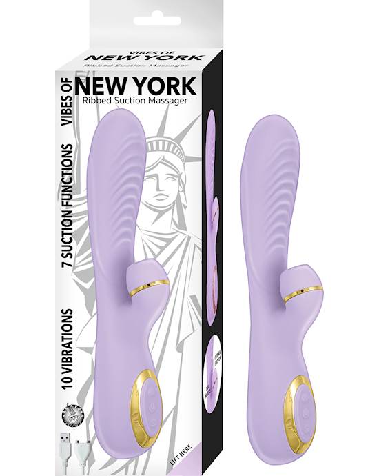Vibes Of New York Ribbed Suction Massager - 9.2 Inch