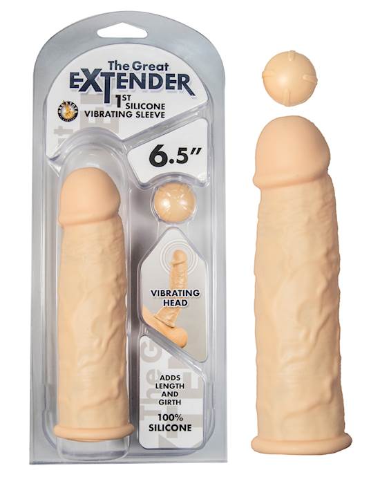 The Great Extender Silicone Vibrating Sleeve - 6.5 Inch