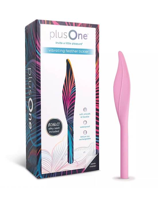 Plusone Vibrating Feather Tickler With Silky Blindfold Sash