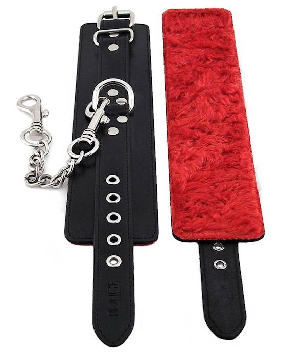 Rouge Leather Faux Fur Wrist Cuffs