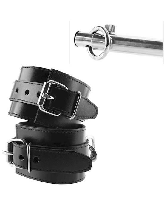 Rouge Adjustable Steel Leg Spreader Bar With Leather Cuffs