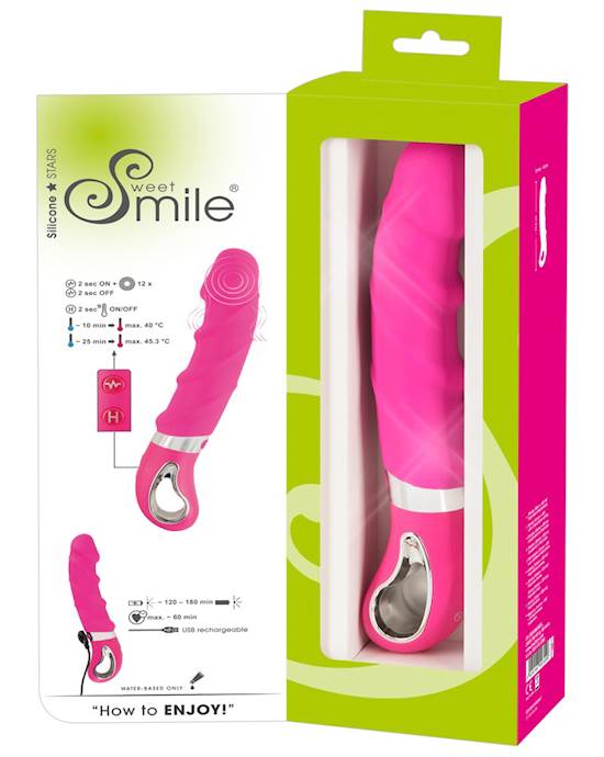 Sweet Smile Warming Soft Vibrator Pink - 8.9 Inch