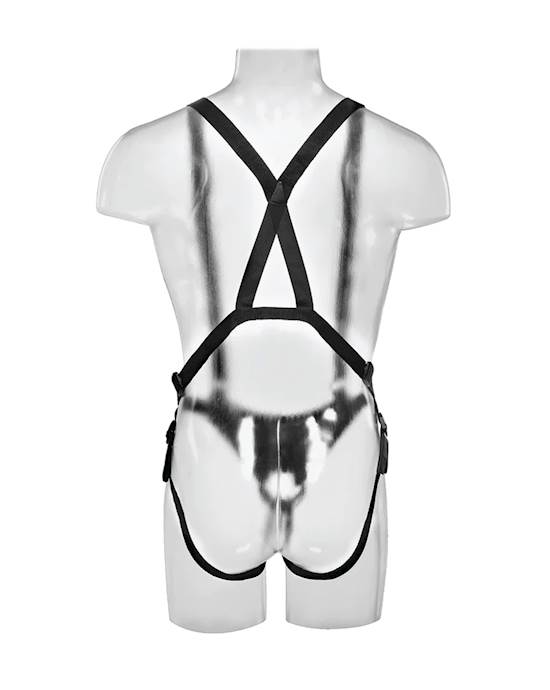 King Cock 11 Inch Two Cocks One Hole Hollow Strap On Suspender System