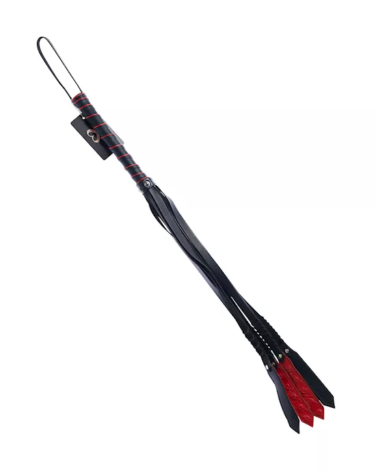 Bound X Spiked Leather Flogger with Braid Detail