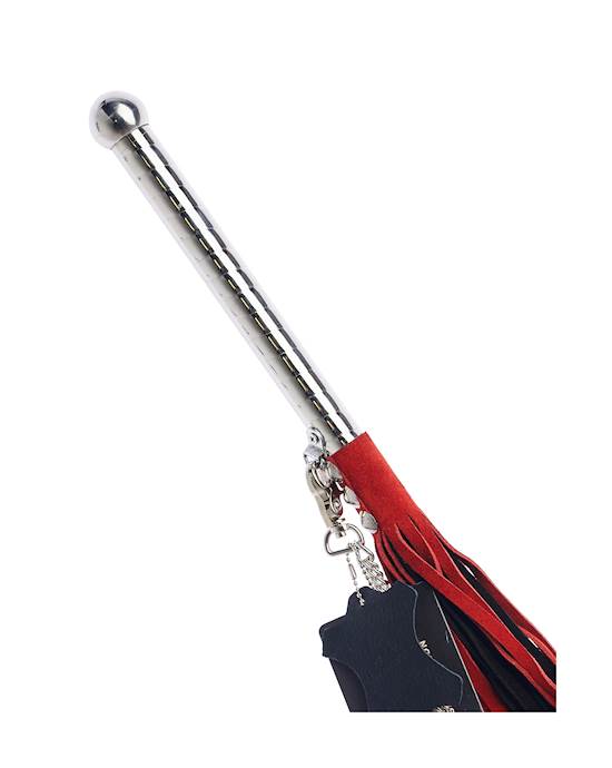 Bound X Suede Flogger With Thin Metal Handle And Chain