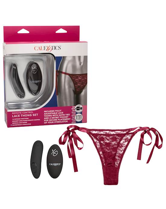 Remote Control Lace Thong Set - One Size