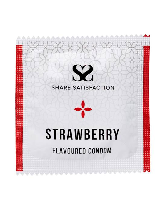 Share Satisfaction Strawberry Flavoured Condom  Single