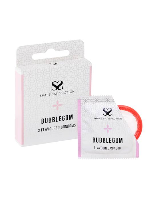 Share Satisfaction Bubblegum Flavoured Condom  3 Pack