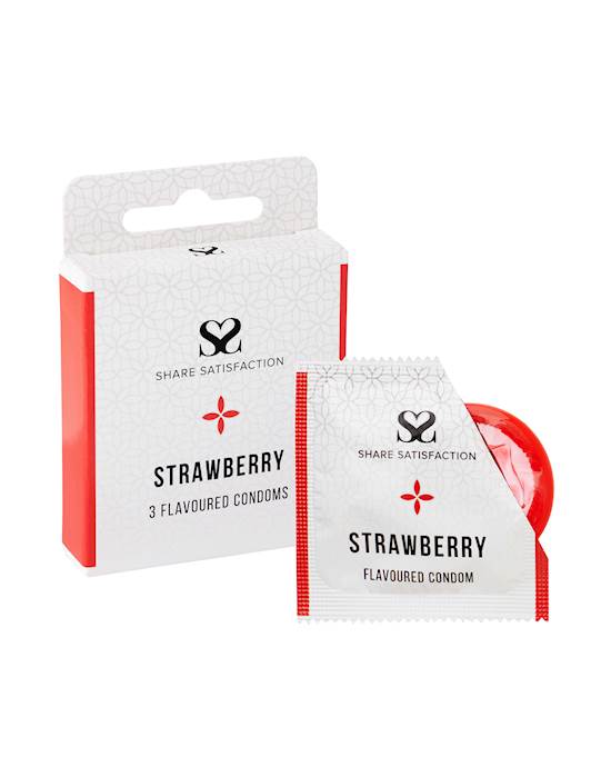 Share Satisfaction Strawberry Flavoured Condom  3 Pack