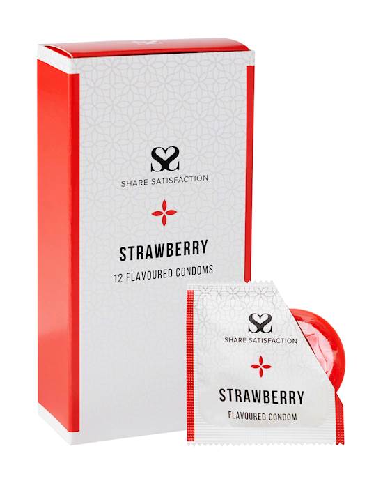 Share Satisfaction Strawberry Flavoured Condom  12 Pack