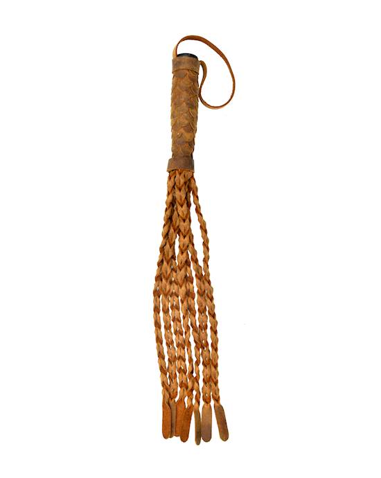 Italian Leather Whip with 15 Braided Tails