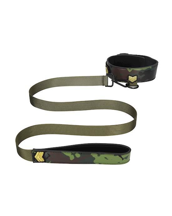 Collar With Leash - Army Theme