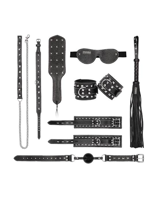 Ouch 7 Piece Leather Studded Bondage Kit