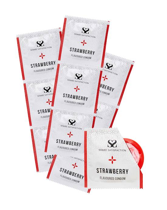 Share Satisfaction Strawberry Flavoured Condoms  100 Bulk Pack