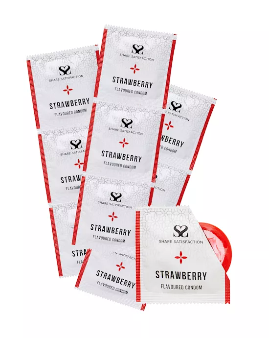 Share Satisfaction Strawberry Flavoured Condoms  100 Bulk Pack