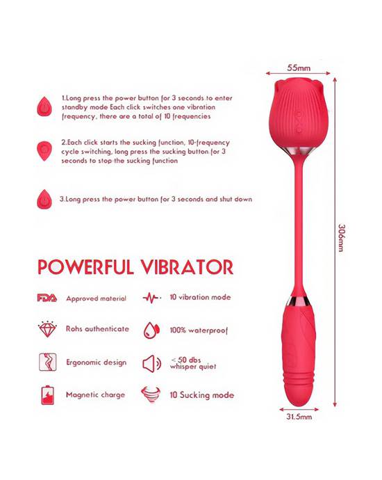 Amore Suction Rose And Thrusting Vibrator
