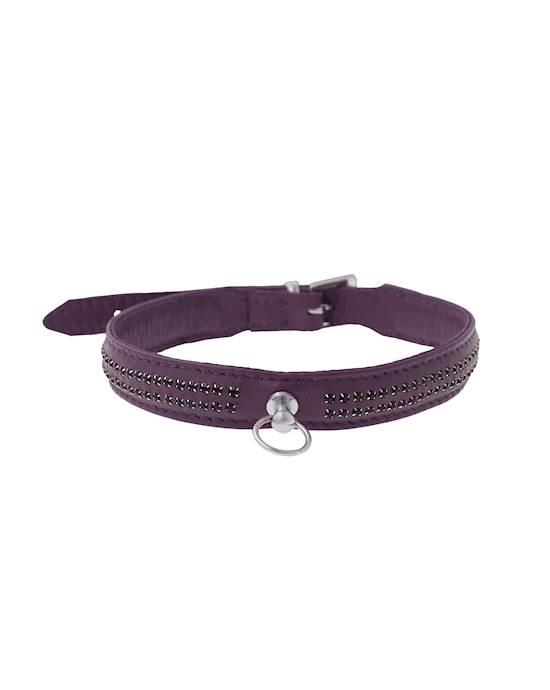 Bound X Purple Collar With Black Rhinestones - Two Rows