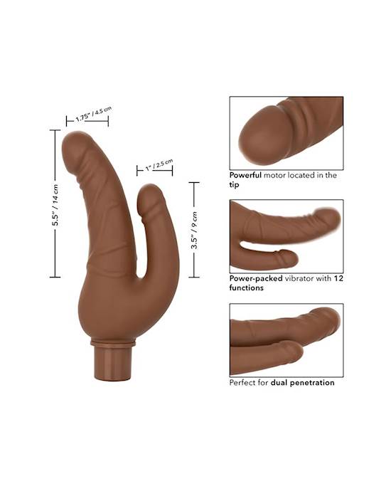 Rechargeable Power Stud Over & Under Double Dildo Vibrator