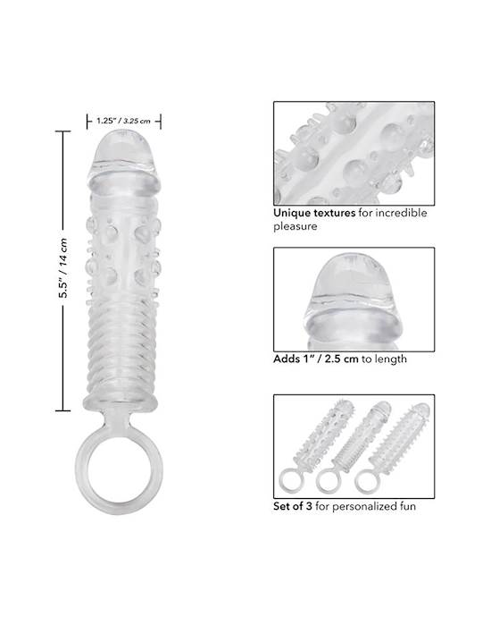 3 Piece Textured Penis Extension Set