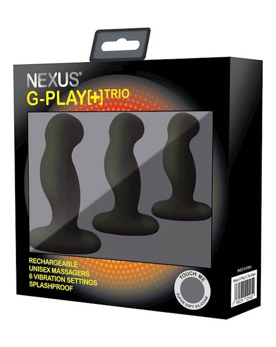 Gplaytrio+ Unisex Rechargeable Vibrator Pack S/m/l Sizes Black
